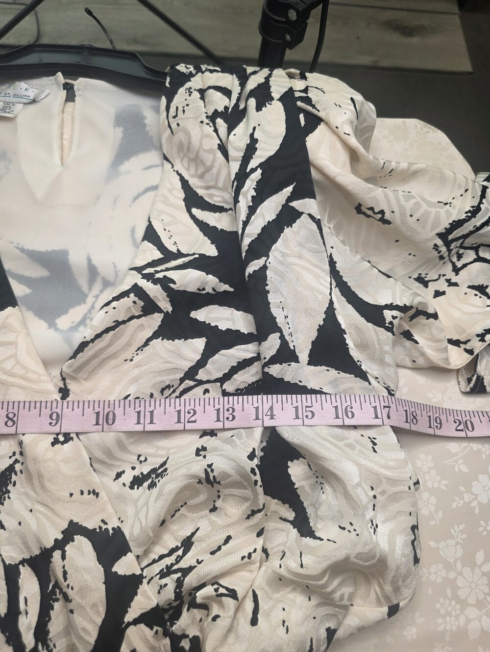 Vintage 80s Silks by St. Gillian 100% Silk Jumpsuit Black Ivory Floral 10 - Picture 9 of 13